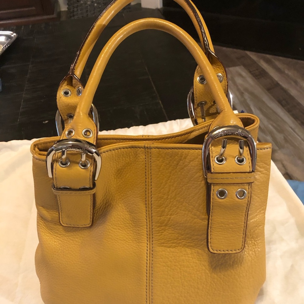 Tignanello Yellow Tan Leather Handbag